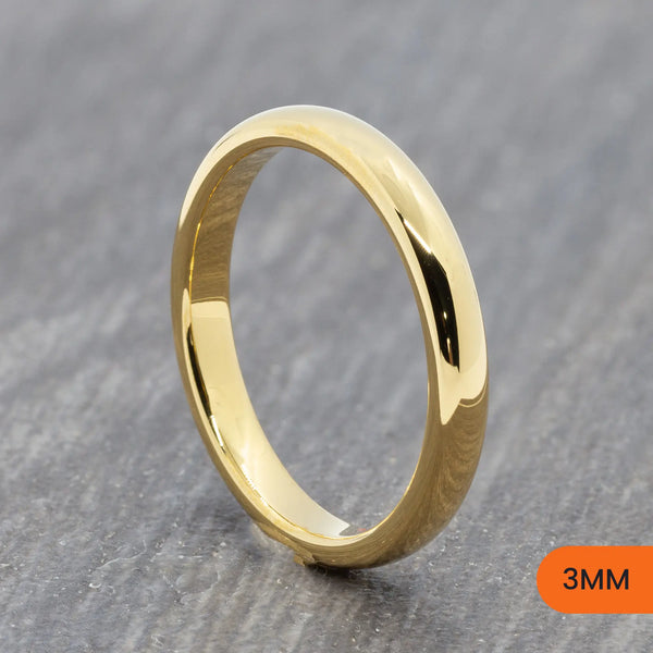 Classic Gold Tungsten Court Ring – 2mm, 3mm, 4mm, 5mm, 6mm, 7mm, 8mm
