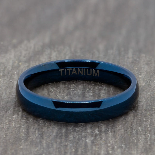 Blue 4mm Polished Titanium Ring
