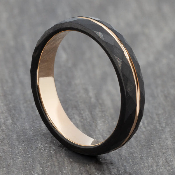 4mm Faceted Black Tungsten Ring