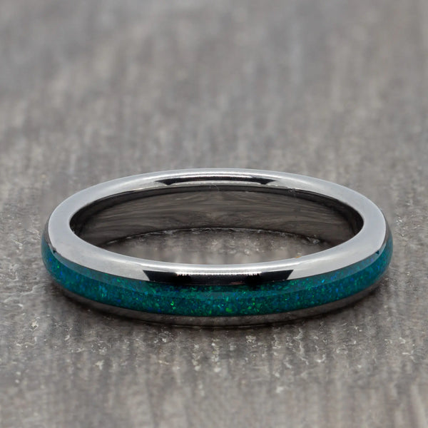 Turquoise 4mm Silver Tungsten Ring