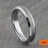 Silver Tungsten Court Ring with Bevelled Edges – 4mm, 6mm, 8mm