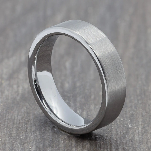 Silver 6mm Brushed Tungsten Ring