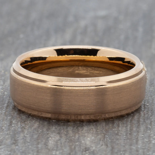 Two Tone 8mm Rose Gold Tungsten Ring