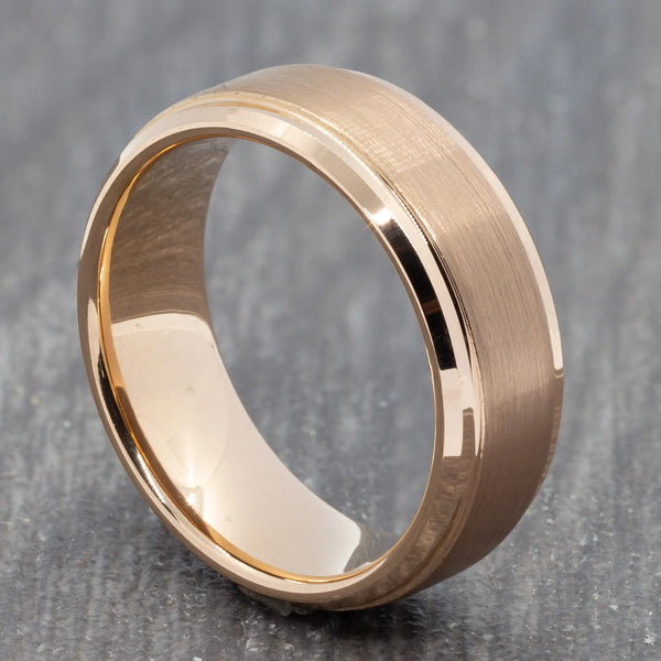 Two Tone 8mm Rose Gold Tungsten Ring