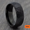 Black Tungsten Hammered Court Ring – 4mm, 6mm, 8mm