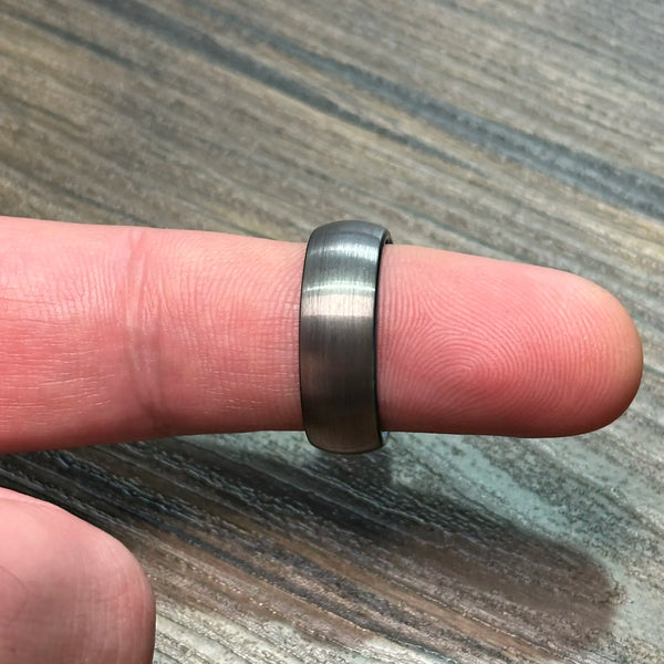 8mm Grey & Blue Tungsten Carbide Ring