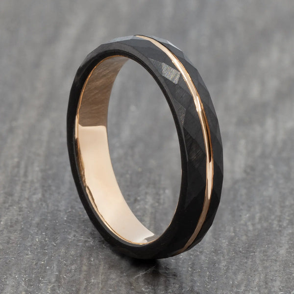 4mm Faceted Black Tungsten Ring