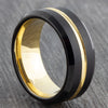 8mm Black Tungsten Ring with Gold Groove