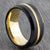 8mm Black Tungsten Ring with Gold Groove