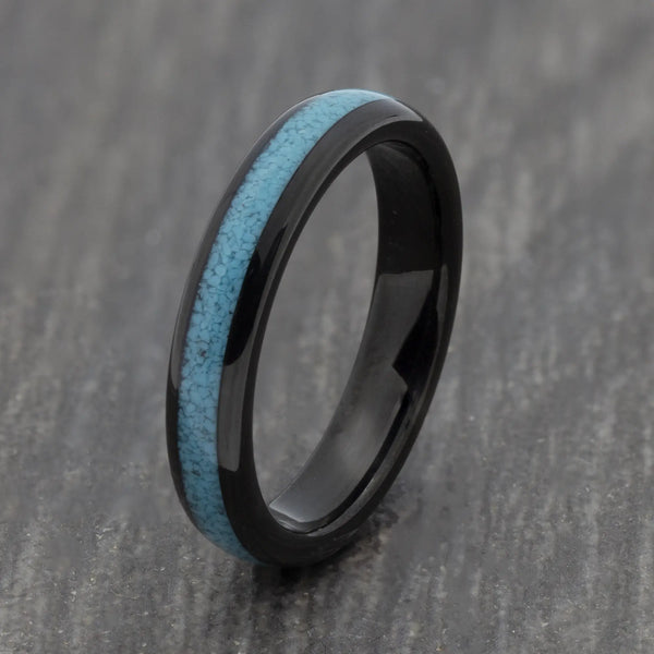 Turquoise 4mm Black Tungsten Ring
