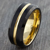 8mm Black Tungsten Ring with Gold Groove