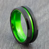 Lime Green and Black Tungsten Ring