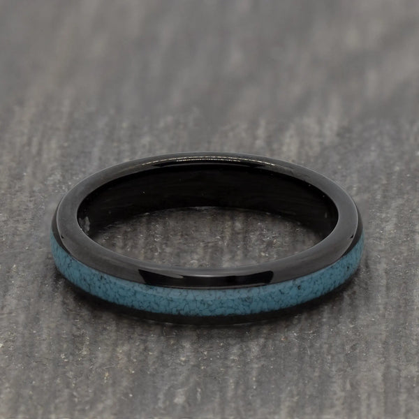 Turquoise 4mm Black Tungsten Ring