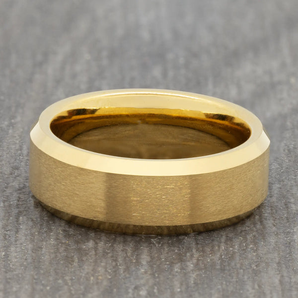 8mm Gold Tungsten Brushed Court Ring