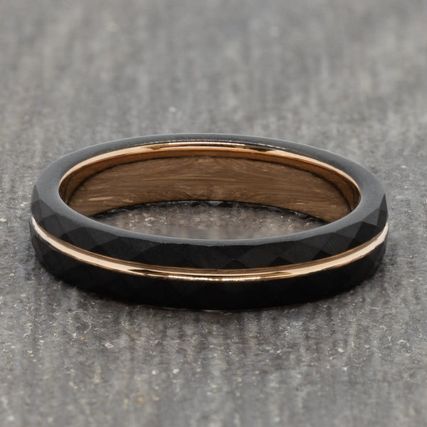 4mm Faceted Black Tungsten Ring