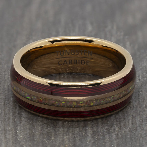 8mm Opal & Rose Gold Wedding Ring