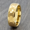 Gold Hammered Tungsten Ring with Stepped Edges