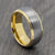 Gold 8mm Tungsten Ring with Brushed Silver Centre