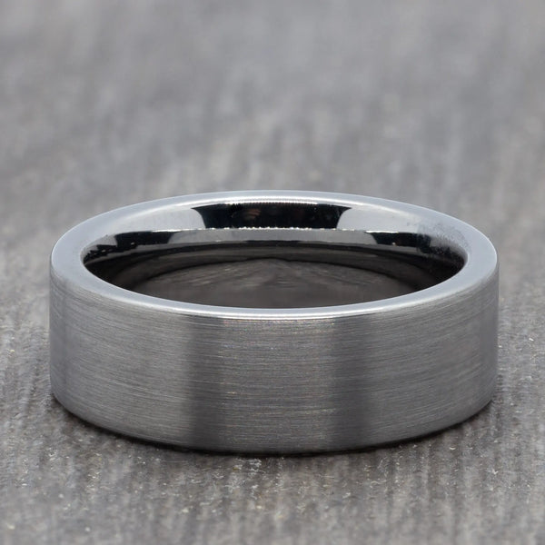 Silver 8mm Brushed Tungsten Ring