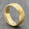 Gold Hammered Tungsten Ring with Stepped Edges