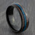 Black 8mm Tungsten Ring with Blue Opal & Wood Inlays