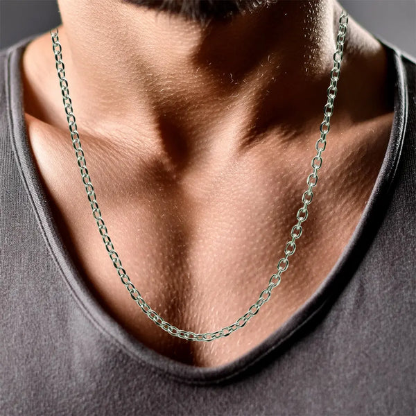mens 3mm silver belcher chain