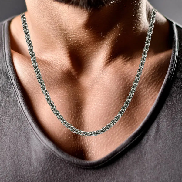 mens 3mm silver spiga chain