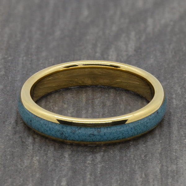 Turquoise 4mm Gold Tungsten Ring