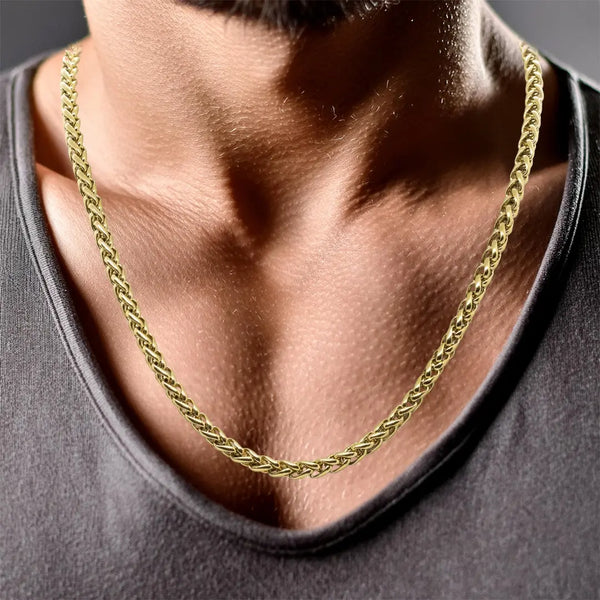 mens 4mm gold spiga chain