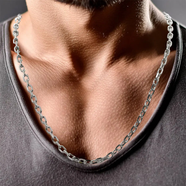mens 4mm silver belcher chain