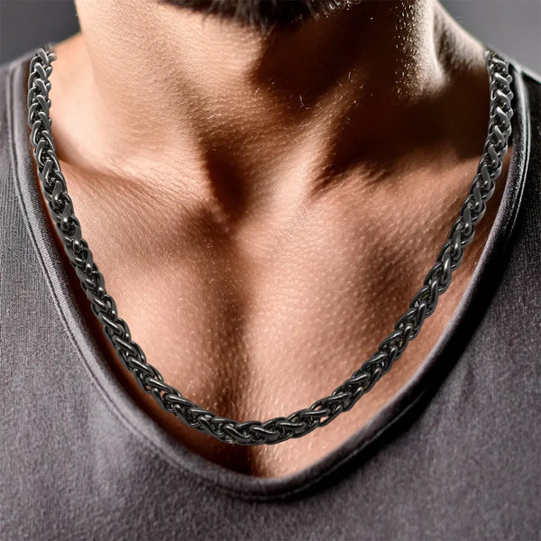 mens 6mm black spiga chain