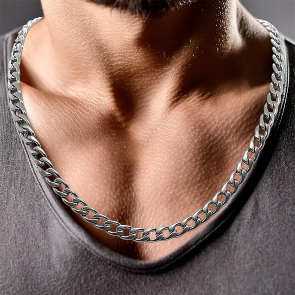 mens 6mm silver curb chain