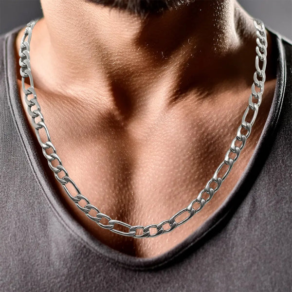 mens 6mm silver figaro chain