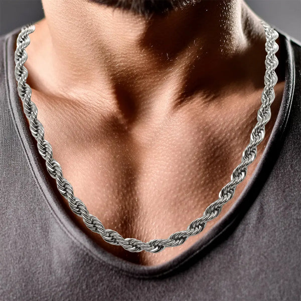 mens 6mm silver rope chain