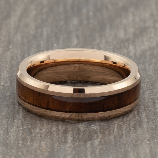 6mm Rose Gold & Wood Tungsten Ring