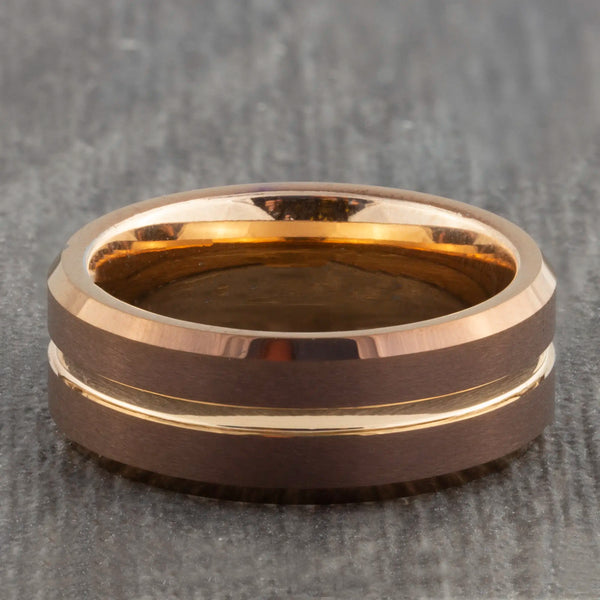 Rose Gold Tungsten Ring with Groove