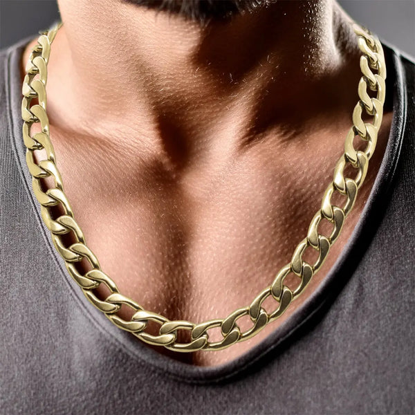 mens 9mm gold curb chain