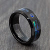 Black Tungsten Ring with Abalone and Blue CZ