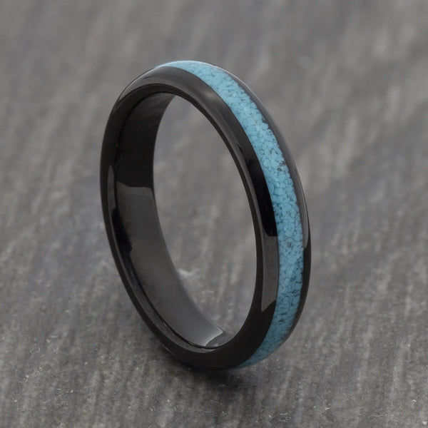 Turquoise 4mm Black Tungsten Ring