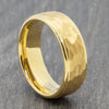 Gold Hammered Tungsten Ring with Stepped Edges