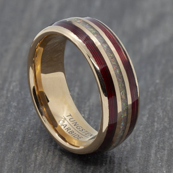 8mm Opal & Rose Gold Wedding Ring