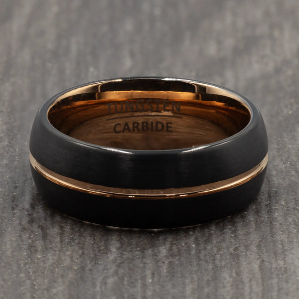 Black & Rose Gold 8mm Tungsten Ring