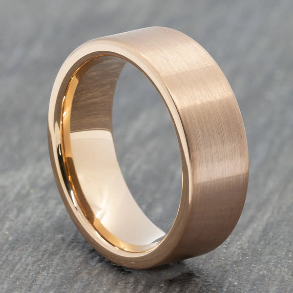 Rose Gold 8mm Brushed Tungsten Ring