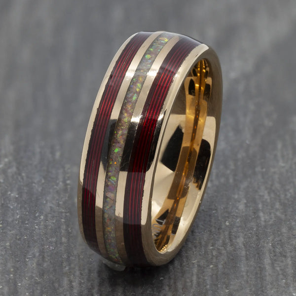 8mm Opal & Rose Gold Wedding Ring