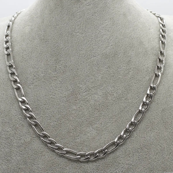 mens silver figaro necklace
