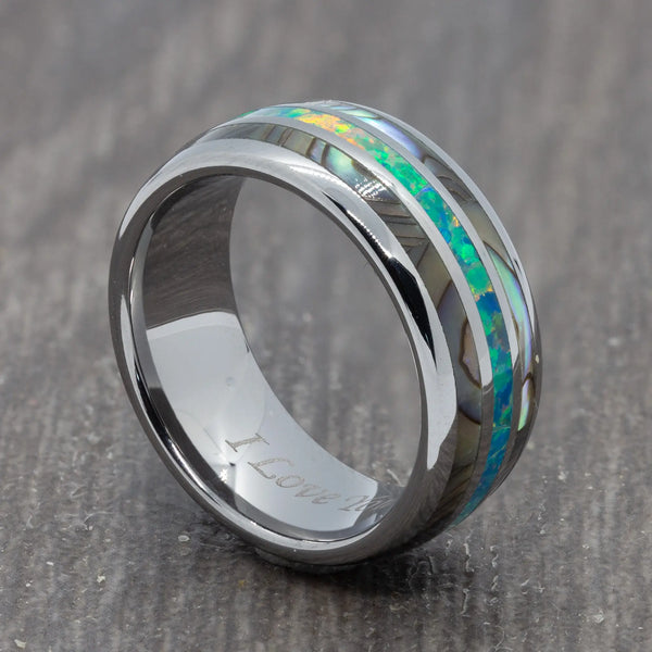 Opal and Abalone Shell Ring