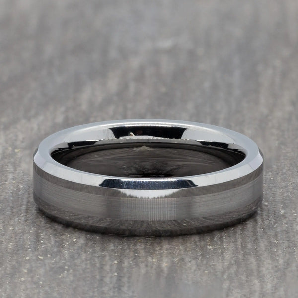Two Tone 6mm Silver Tungsten Ring