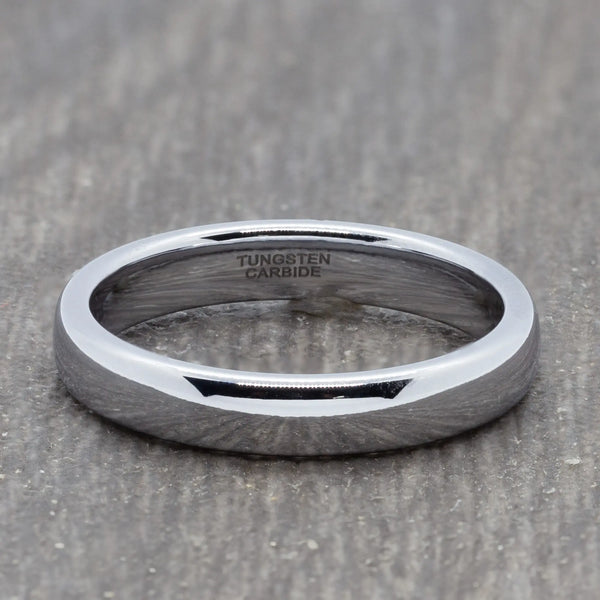 Polished Silver 4mm Tungsten Ring