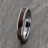 Silver 4mm Tungsten Ring with Wood Inlay