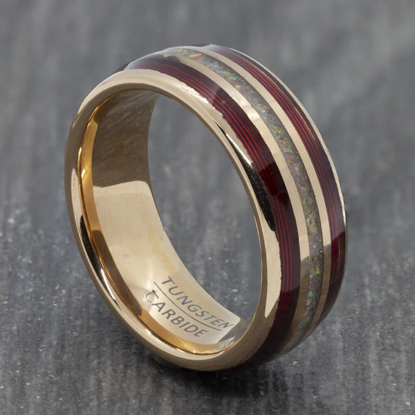 8mm Opal & Rose Gold Wedding Ring